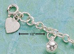 STERLING SILVER 9" HARMONY BALL ANKLET (br411)