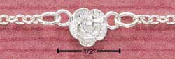 STERLING SILVER 9" SINGLE ROSE ANKLET (br1067)