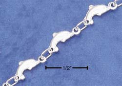 STERLING SILVER 9" CONTINUOUS DOLPHIN ANKLET (br1923)