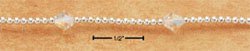 STERLING SILVER 9" 2MM BEAD ANKLET W/ SIX SCATTERED AURORA BOREALIS CORORED BEADS (br2050)