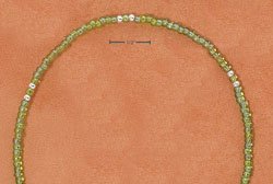 STERLING SILVER 9" SILVER & TRANSLUCENT GREEN PONY BEAD ANKLET (br2315)