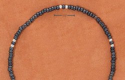 STERLING SILVER 9" SILVER & GRAY PONY BEAD ANKLET (br2317)
