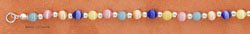 STERLING SILVER 9" MULTI COLORED 4MM CATEYE & SS 2MM SPACER BEADS ANKLET (br2333)