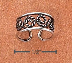 STERLING SILVER ANTIQUED ROPED SWIRLS EAR CUFF (sc105)