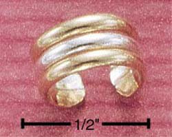 STERLING SILVER GOLD FILLED TWO TONE 5MM RIBBED EAR CUFF (sc74)