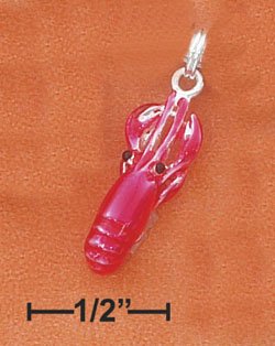STERLING SILVER JEWELRY RED ENAMEL LOBSTER CHARM (ch3051)