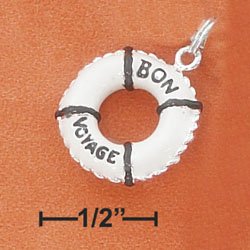 STERLING SILVER JEWELRY ENAMEL "BON VOYAGE" LIFE SAVING RING (ch3050)