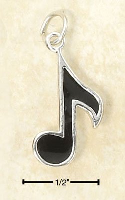 STERLING SILVER JEWELRY ENAMELED MUSIC NOTE CHARM (ch2974)