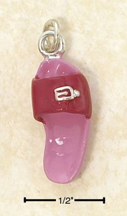 STERLING SILVER JEWELRY ENAMEL PINK SANDAL WITH BUCKLE & LIGHT PINK SOLE CHARM (ch2966)