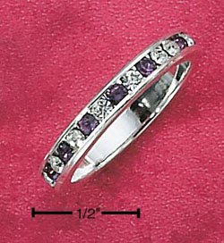 STERLING SILVER JEWELRY CZ & SYNTHETIC AMETHYST FEBRUARY ETERNITY BAND (5-9) (sr77)