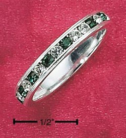 STERLING SILVER JEWELRY CZ & SYNTHETIC EMERALD MAY ETERNITY BAND (5-9) (sr80)