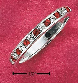 STERLING SILVER JEWELRY CZ & SYNTHETIC RUBY JULY ETERNITY BAND (5-9) (sr82)