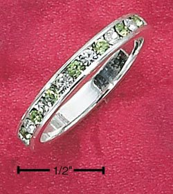 STERLING SILVER JEWELRY CZ & SYNTHETIC PERIDOT AUGUST ETERNITY BAND (5-9) (sr83)