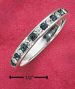 STERLING SILVER JEWELRY CZ & SYNTHETIC SAPPHIRE SEPTEMBER ETERNITY BAND (5-9) (sr84)