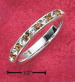 STERLING SILVER JEWELRY CZ & SYNTHETIC CITRINE NOVEMBER ETERNITY BAND (5-9) (sr87)