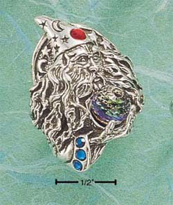 STERLING SILVER JEWELRY FANCY LARGE WIZARD RNG W/ AUSTRIAN BALL SIZES 9-13 (cx89)