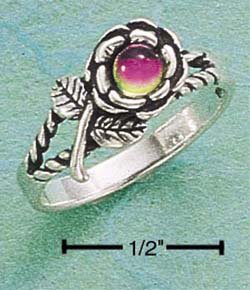 STERLING SILVER JEWELRY ROSE RING W/ GERMAN CRYSTAL SIZES 5-9