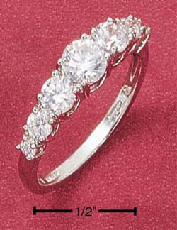 STERLING SILVER JEWELRY 7 STONE ROUND GRADUATED CUBIC ZIRCONIAS RING (sr1282)