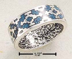 STERLING SILVER JEWELRY TURQUOISE AZTEC UNISEX BAND SIZES 4-12 (sr34)