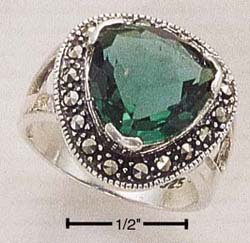 STERLING SILVER JEWELRY TRIANGLE GR QUARTZ MARC.RING (msr91)