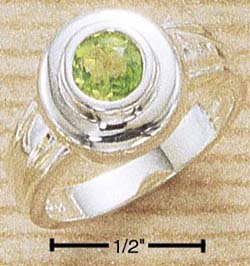 STERLING SILVER JEWELRY 5MM ROUND INSET PERIDOT RING SIZES 6-9 (cr350)