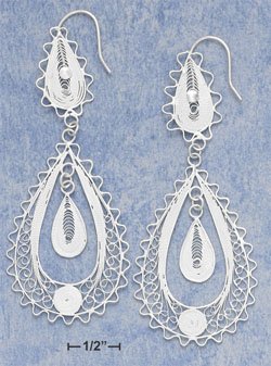 STERLING SILVER FILI TEAR W/ LG FILI TEAR DANGLE & SM INNER TEAR FW EARS (APROX 3") (xx4134)