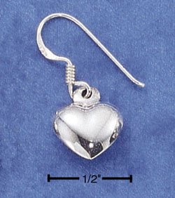 STERLING SILVER JEWELRY SMALL HP PUFF HEART DANGLE EARRINGS (ea12)