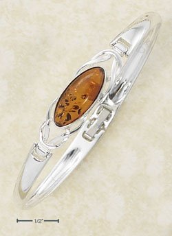 STERLING SILVER OVAL HONEY AMBER CELTIC DESIGN DOUBLE HINGED BRACELET WITH LATCH (br2380)