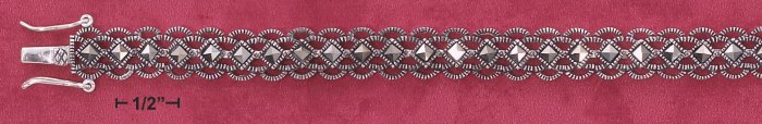 STERLING SILVER 7" LACY SCALLOPED MARCASITE BRACELET (mbr31)