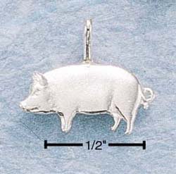STERLING SILVER JEWELRY FLAT PIG CHARM (ch11)