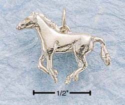 STERLING SILVER SMALL SIDE VIEW GALLOPING HORSE CHARM (3D) (ch138)