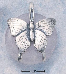 STERLING SILVER BUTTERFLY ON ROSE QUARTZ DONUT PENDANT (cx218)