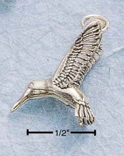 STERLING SILVER JEWELRY SMALL ANTIQUED HUMMINGBIRD CHARM (ch325)