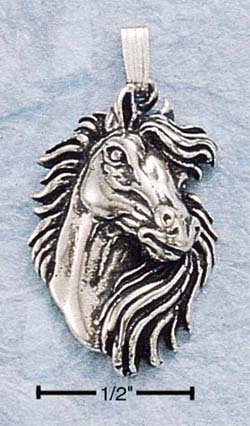 STERLING SILVER JEWELRY HORSE HEAD W/ FLOWING MANE CHARM (ch724)