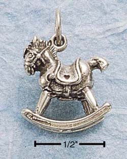 STERLING SILVER ANTIQUED 3-D ROCKING HORSE CHARM (ch866)