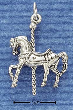 STERLING SILVER JEWELRY 3D CAROUSEL HORSE CHARM (ch1041)