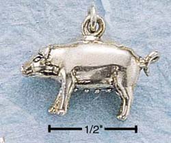 STERLING SILVER JEWELRY SMALL FAT PIG CHARM (ch694)
