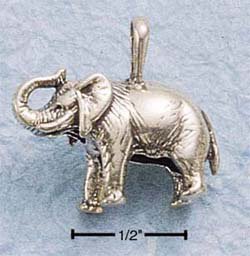 STERLING SILVER JEWELRY ANTIQUED STANDING ELEPHANT CHARM (ch695)