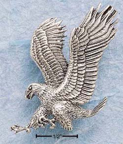 STERLING SILVER JEWELRY LARGE LANDING BALD EAGLE CHARM (ch700)