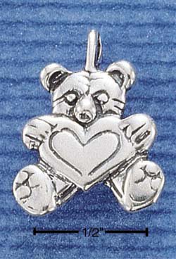STERLING SILVER JEWELRY TEDDY BEAR W/ HEART CHARM (ch1312)