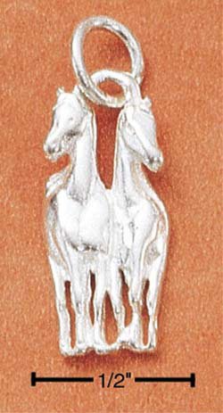 STERLING SILVER JEWELRY DOUBLE HORSES CHARM (ch1804)