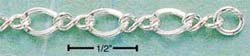 STERLING SILVER 8" TWO SMALL & ONE LARGE OVAL LINK BRACELET (br119a)