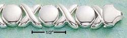 STERLING SILVER 7" 8MM LIGHTWEIGHT HUGS & KISSES BRACELET (br457)