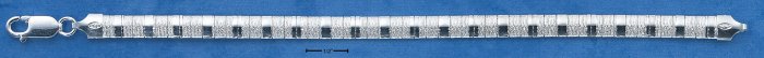 STERLING SILVER 8" SATIN & HIGH POLISH STRIPE CUBETTO BRACELET (br665)