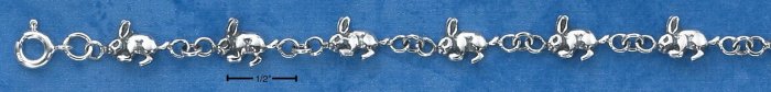 STERLING SILVER JEWELRY 7" TINY BUNNY BRACELET (br1014)