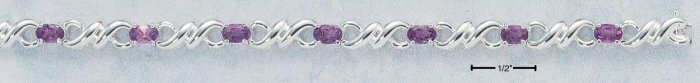 STERLING SILVER JEWELRY 7.5" AMETHYST SANMARCO LINK BRACELET (br1060)