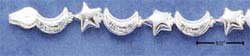 STERLING SILVER JEWELRY 7" MOON & STAR STAMPATO BRACELET (br1691)