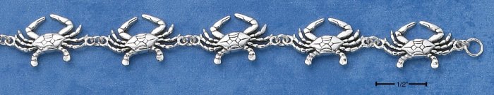 STERLING SILVER JEWELRY 7" CRABS LINK BRACELET (br1801)