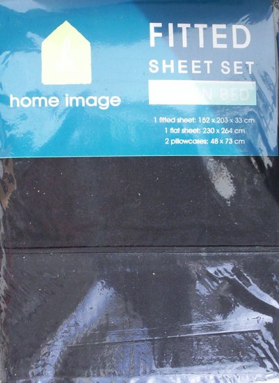 NAVY BLUE QUEEN FITTED SHEET SET - NEW - 180TC