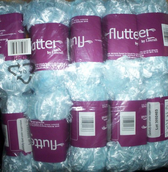 FREEPOST - 10 Skein / balls x 50 gram BABY BLUE FEATHER YARN
